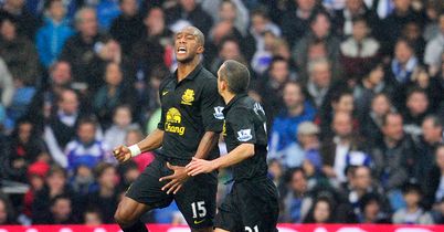 Distin: Celebrates Everton's equaliser